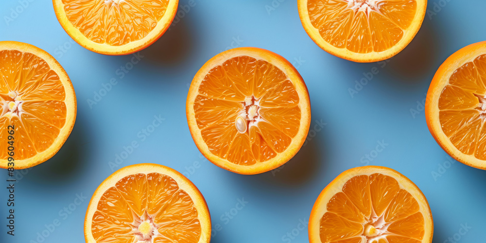 Fresh oranges overhead view laying flat in a repeated pattern Fresh oranges overhead view laying flat in a repeated pattern