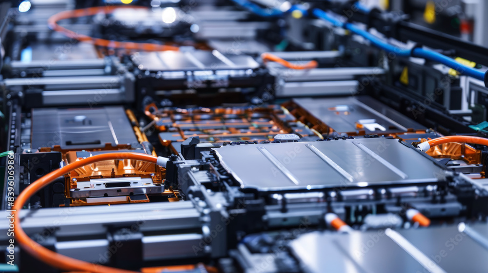 mass production assembly line of electric cars