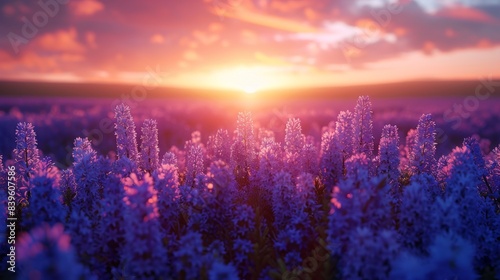 Enchanting Hyacinth Meadow in Bloom - Double Exposure Silhouette with Copy Space © Phonthip