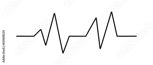 Heartbeat black line vector. Heart rate monitor line vector isolated on white background. Heart cardiogram line.  Vector illustration.