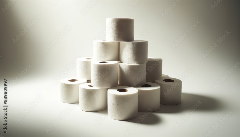 Toilet paper rolls white color stacked close up view Toilet paper rolls white color stacked close up view