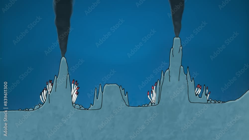 Animated illustration of hydrothermal vent chimney model