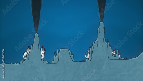 Animated illustration of hydrothermal vent chimney model