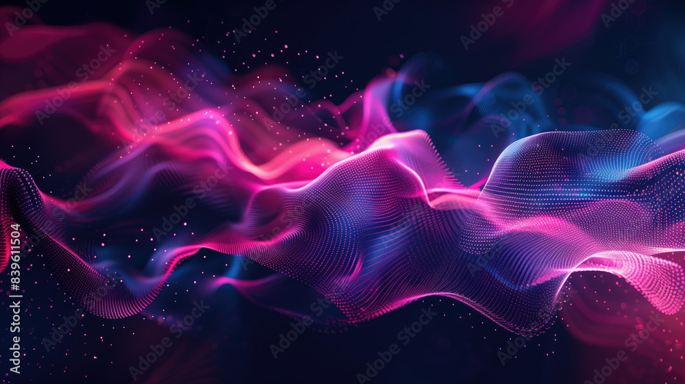 Obraz premium Abstract background with equalizer effect neon lights sound wave. Generative AI
