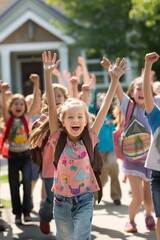 Children bond in outdoor summer camp activities, sharing laughter and fostering friendship.