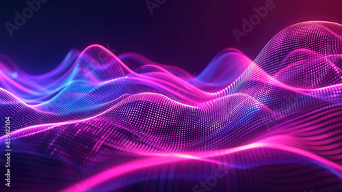 Abstract background with equalizer effect neon lights sound wave. Generative AI
