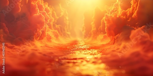 The concept of the afterlife journey to heaven or hell in religious beliefs. Concept Religious Beliefs, Afterlife Journey, Heaven, Hell, Spiritual Realm photo