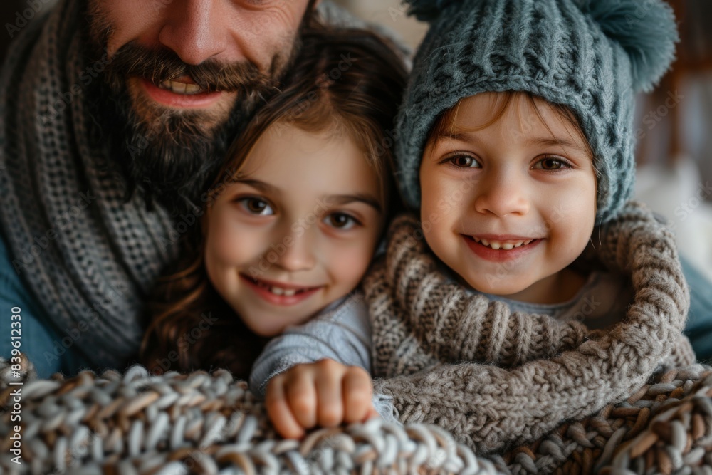Man and kids smiling Man and kids smiling