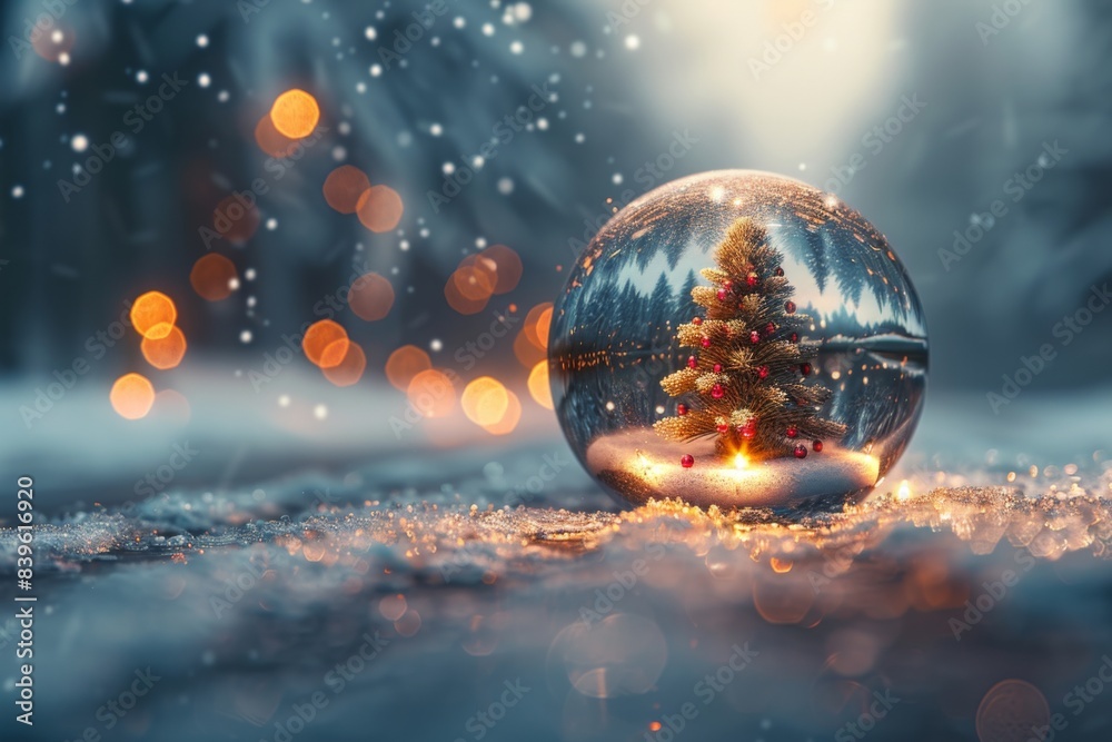 Snow globe containing Christmas tree