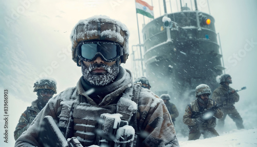 Indian border secuirity force in the snow © dezinejunkie 2015