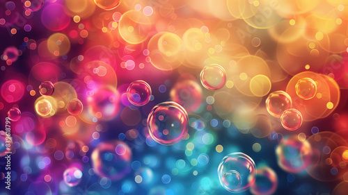 Fototapeta Naklejka Na Ścianę i Meble -  abstract pc desktop wallpaper background with flying bubbles on a colorful background