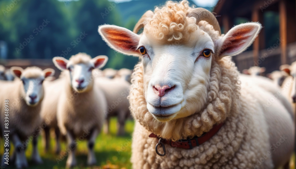Obraz premium A close-up of a flock of sheep