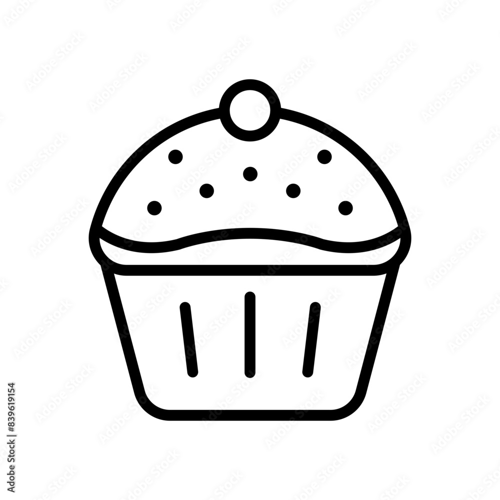 Cupcake line icon. Bakery icon. Bread and cake icon isolated on white background. Transparent background, minimalist symbol. Vector images Cupcake line icon. Bakery icon. Bread and cake icon isolated on white background. Transparent background, minimalist symbol. Vector images
