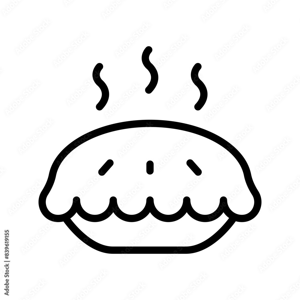 Pie line icon. Bakery icon. Bread and cake icon isolated on white background. Transparent background, minimalist symbol. Vector images Pie line icon. Bakery icon. Bread and cake icon isolated on white background. Transparent background, minimalist symbol. Vector images