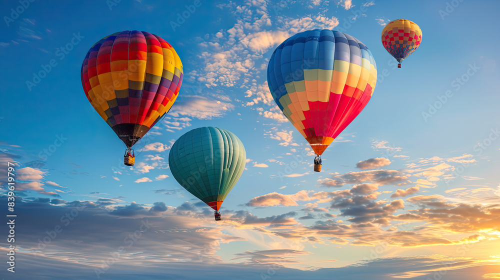 Fototapeta premium colorful hot air balloons in flight on the blue sky day