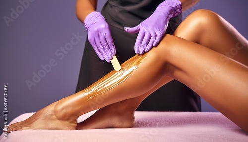 Depilation procedure with wax on the legs