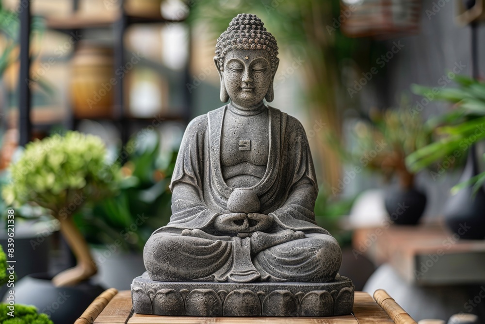 Buddha statue on table Buddha statue on table