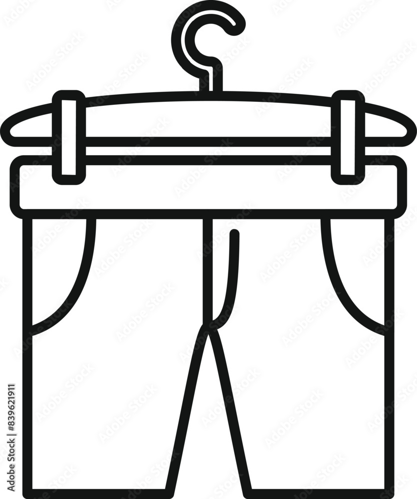 Simple icon of pants on a hanger, representing the retail clothing industry