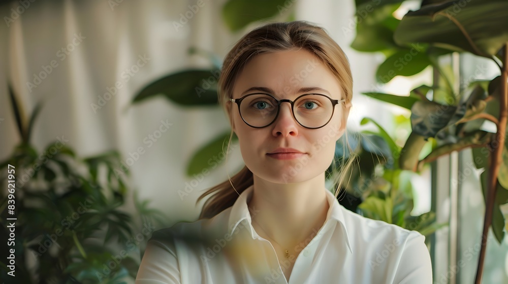 Eco-Conscious Professional in a Minimalistic Work Environment Eco-Conscious Professional in a Minimalistic Work Environment