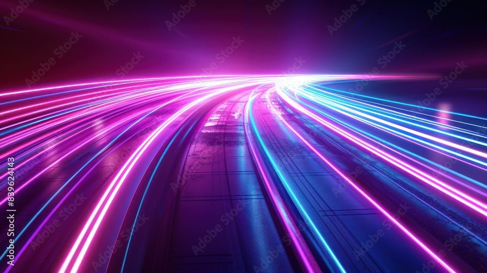 A background design of an abstract digital road with glowing lines, symbolizing the journey and speed in technology A background design of an abstract digital road with glowing lines, symbolizing the journey and speed in technology