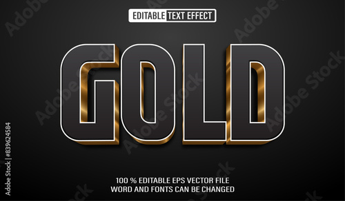 Editable 3d text style effect - Golden Black Bold  text effect Template