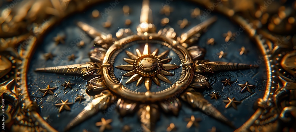 Obraz premium Closeup of veteran's medal with intricate details using Macro Photography and Dual ISO to highlight the textures and significance of the award