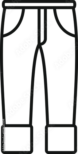 Simple and modern vector line drawing representing chinos for men, suggesting a clothing store or fashion designer