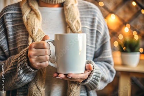 Cozy Atmosphere with Person Holding Blank Mug