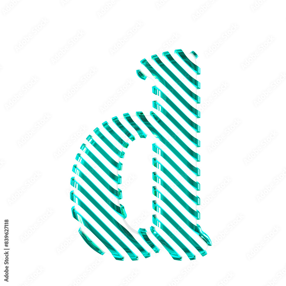 White symbol with turquoise diagonal ultra thin straps. letter d White symbol with turquoise diagonal ultra thin straps. letter d