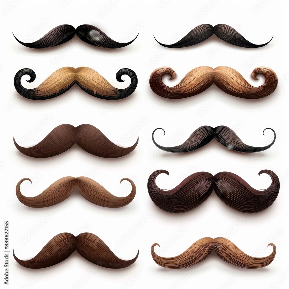 Mustaches icon, hipster sign, Fathers day symbol, barber logo, human whisker, vintage moustache emblem