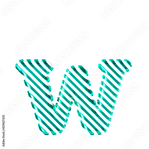 White symbol with turquoise diagonal ultra thin straps. letter w © oleg