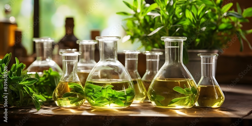 Exploring Herbal Skincare Products through Botanical Research and Glassware Development. Concept Herbal Skincare Products, Botanical Research, Glassware Development, Natural Ingredients Exploring Herbal Skincare Products through Botanical Research and Glassware Development. Concept Herbal Skincare Products, Botanical Research, Glassware Development, Natural Ingredients
