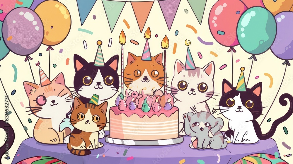 cat and balloons