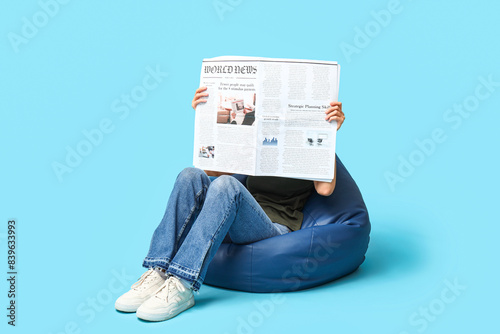 Woman in beanbag chair with...