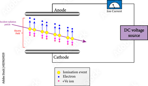 Schematic of an ion chamber.Vector illustration