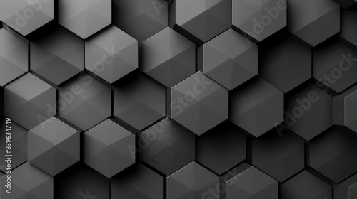 Geometric 3D hexagon pattern background with a monochrome palette and blank area