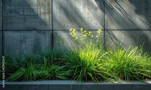 A concrete garden bed with ...