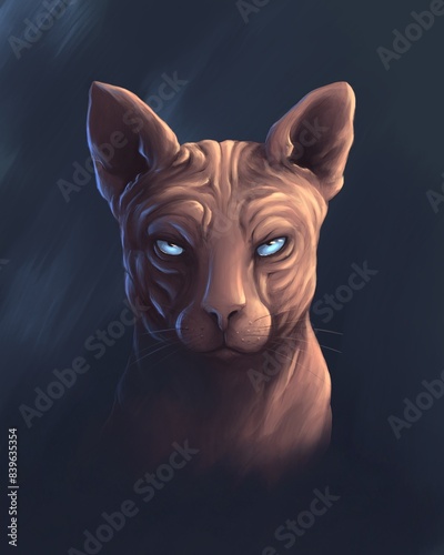 Hand drawn illustration of a cat