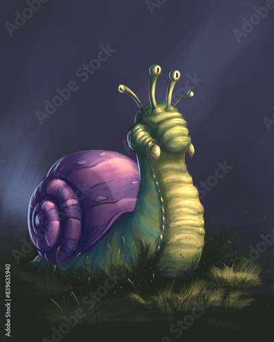 Hand drawn illustration of a snail