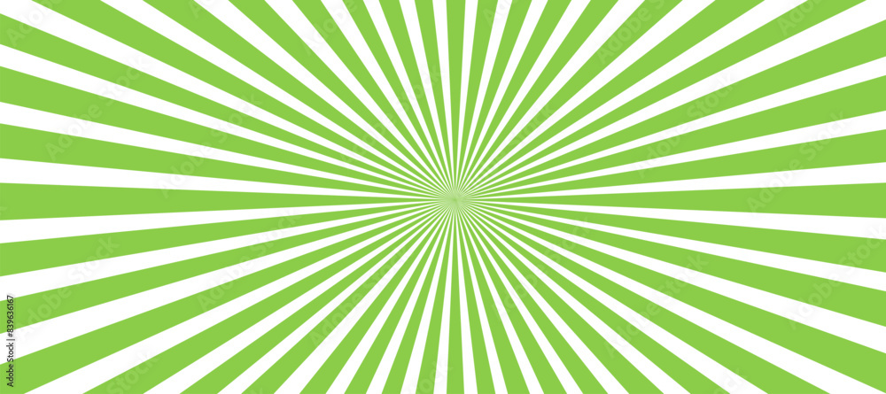 Obraz premium Green and white sunburst background with rays