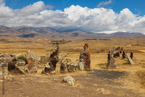 View of the Carahunge, prehistoric archaeological site near the town of Sisian, Armenia. photo