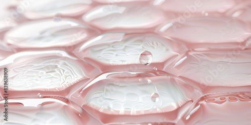 Close-up of Hyaluronic Acid Drops on Skin Layer Showing Hydration