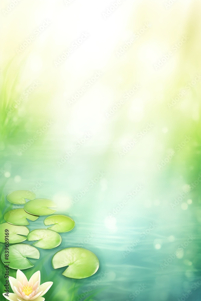 Serene pond with lily pads and bright sunlight creating a peaceful, natural atmosphere. Ideal for nature-themed designs and backgrounds. Serene pond with lily pads and bright sunlight creating a peaceful, natural atmosphere. Ideal for nature-themed designs and backgrounds.