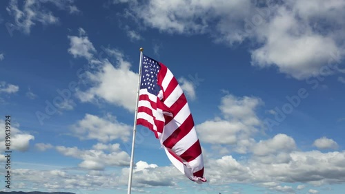 american flag and blue sky