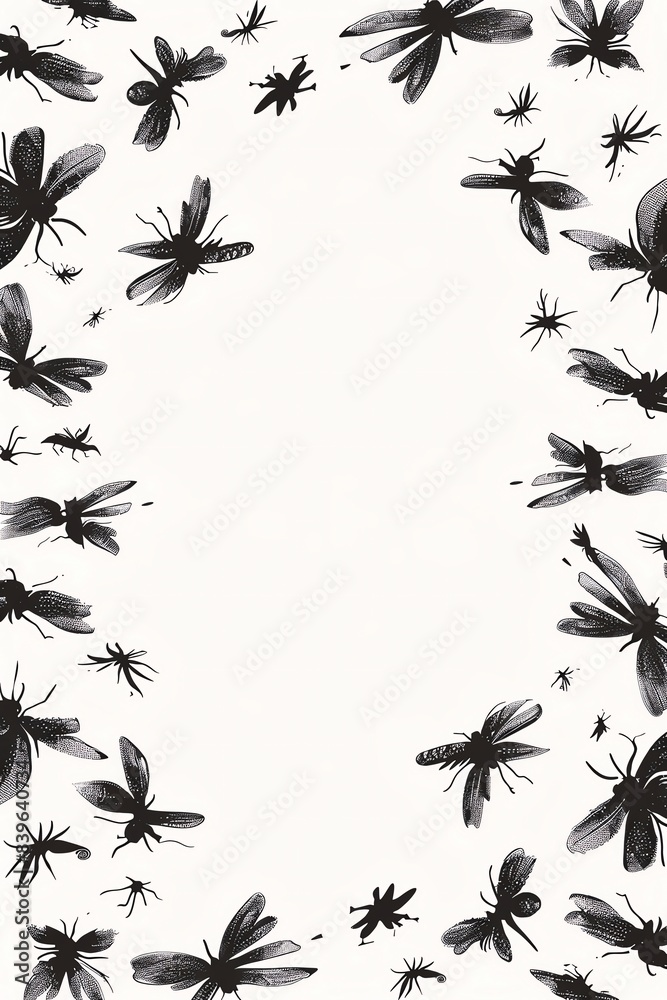 Gnat, border, background Wallpaper, blank in the middle, minimalism, negative space, use for postcard template