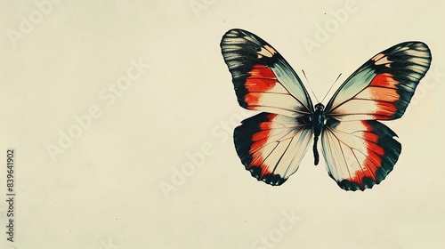 Painted Jezebel Butterfly, border, background Wallpaper, blank in the middle, minimalism, negative space, use for postcard template photo