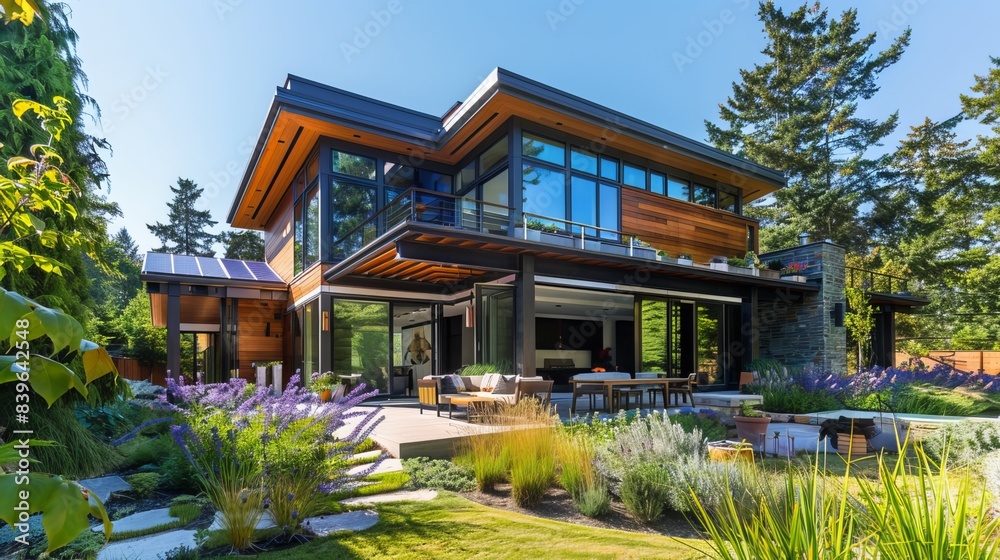 Sustainability is a key component, incorporating eco-friendly elements like solar panels, energy-efficient windows, and advanced insulation to minimize environmental impact. Sustainability is a key component, incorporating eco-friendly elements like solar panels, energy-efficient windows, and advanced insulation to minimize environmental impact.