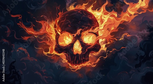 Digital Illustration of a Skull Engulfed in Flames