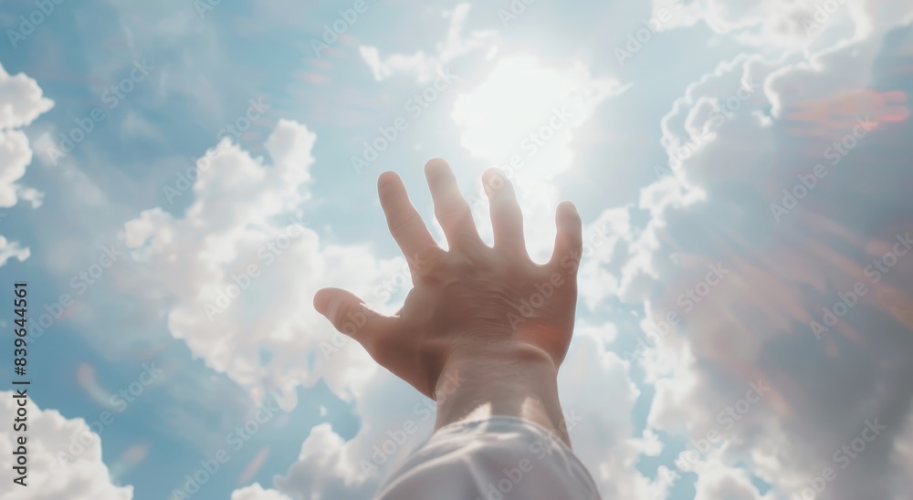 Close up of the hand reaching out to touch Jesus Close up of the hand reaching out to touch Jesus