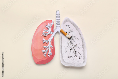 Paper lungs with cigarette ...